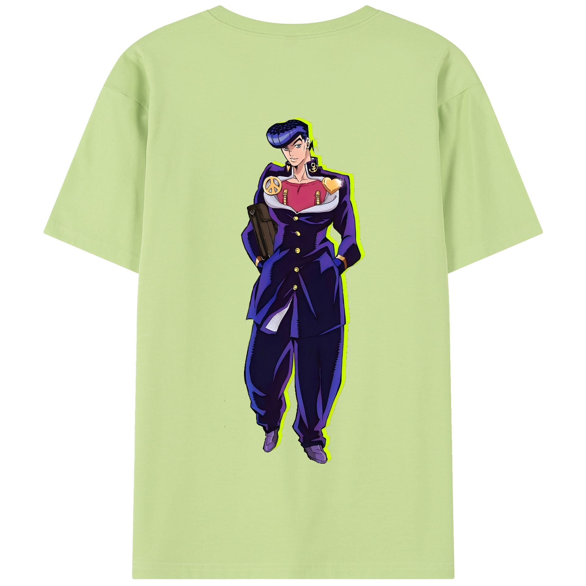 （画像用） ジョジョの奇妙な冒険 ひがしかた じょうすけ JoJo's Bizarre Adventure Higashikata Josuke 綿100％半袖Tシャツ（背面プリント）
